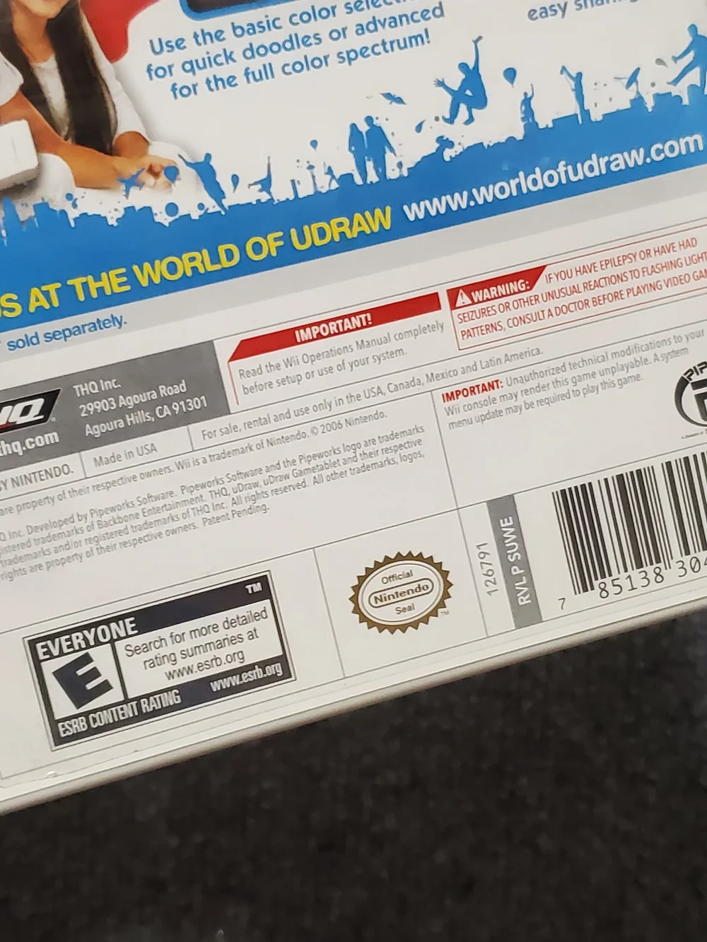 Nintendo Wii uDraw Studio (Wii, 2010) Video Game Only Complete Kids Game Night